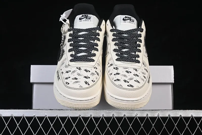 All Categories Nk Air Force 1 Air Force Series Nk Air Force 1 Low Air Force Low Nike Air Force 1'07 Low Silver Beige Black Print Air Force One Low Casual Shoes DF0188-109